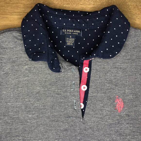 Ralph Lauren Girls Short Sleeve Blue Polo Shirt Small EUC Blue White Pink Preppy - Picture 2 of 6